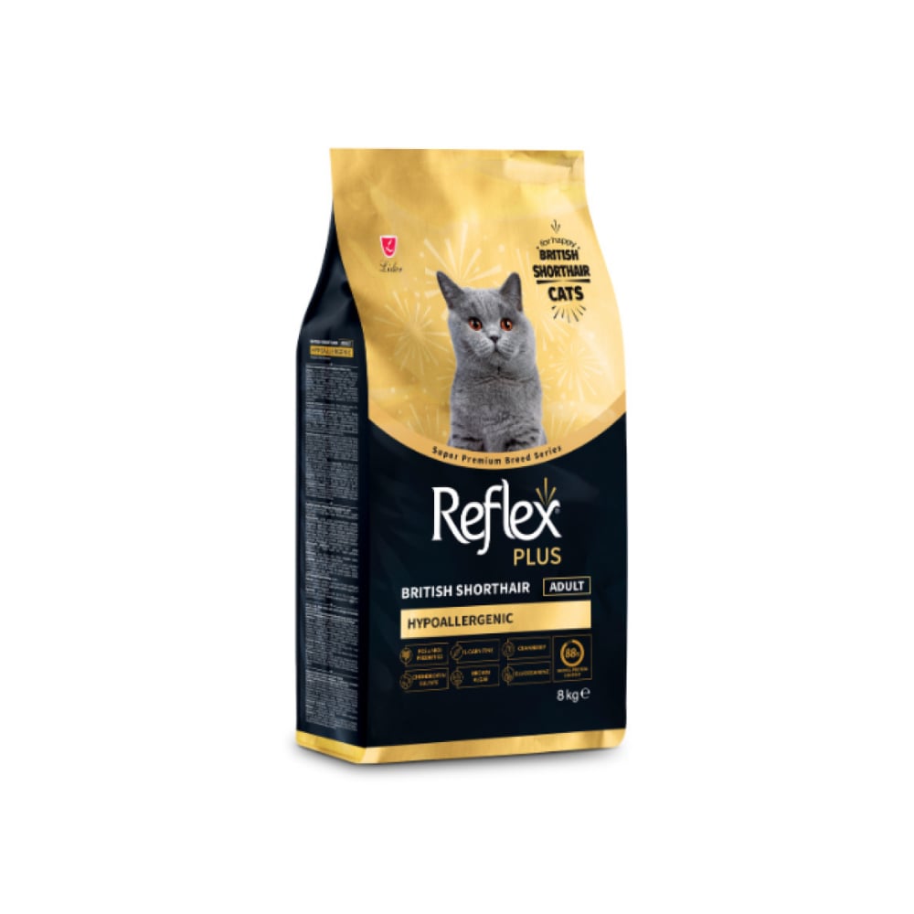 Reflex Plus Hipoalerjenik British Shorthair Yetişkin Kedi Maması 8kg
