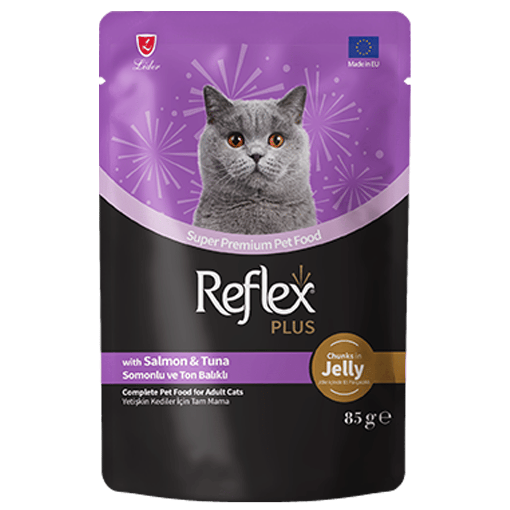Reflex Plus Jöle İçinde Somonlu ve Ton Balıklı Yetişkin Kedi Konservesi 85gr