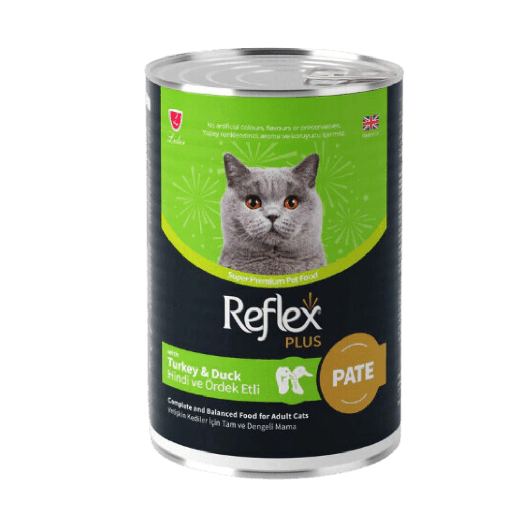 Reflex Plus Parça Etli Hindi ve Ördekli Ezme Yetişkin Kedi Konservesi 395gr
