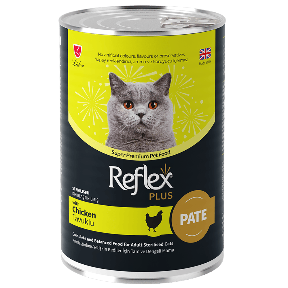 Reflex Plus Parça Etli Tavuklu Kısırlaştırılmış Yetişkin Kedi Konservesi 395gr