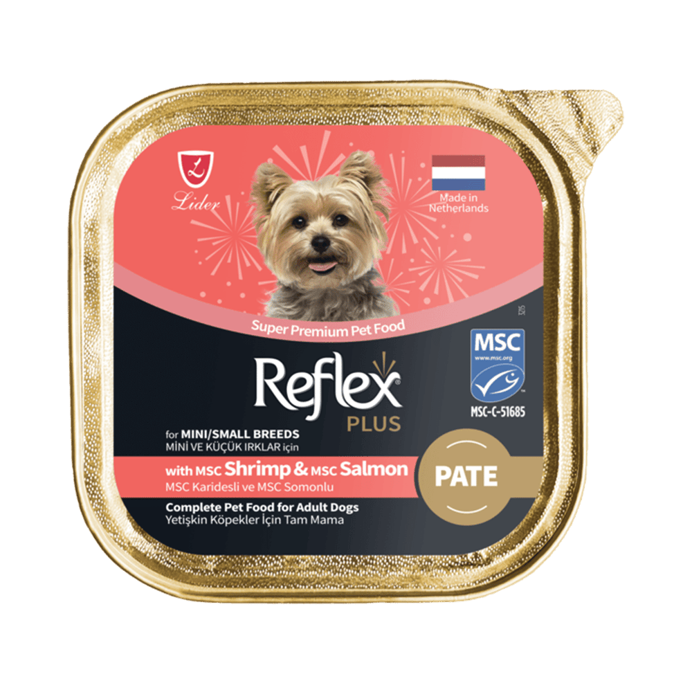 Reflex Plus Pate Karidesli ve Somonlu Küçük Irk Köpek Yaş Maması 85gr