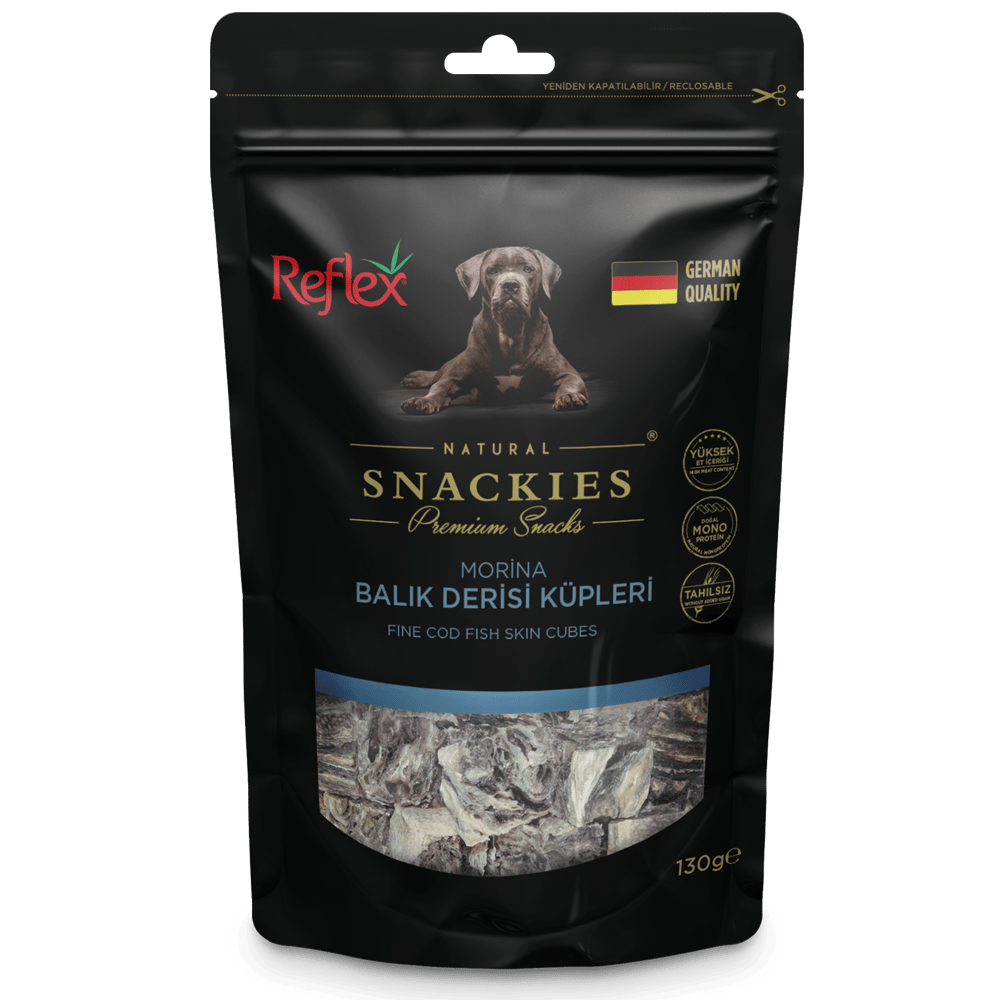 Reflex Snackies Natural Balık Derisi Küpleri Tahılsız Köpek Ödül Maması 130gr