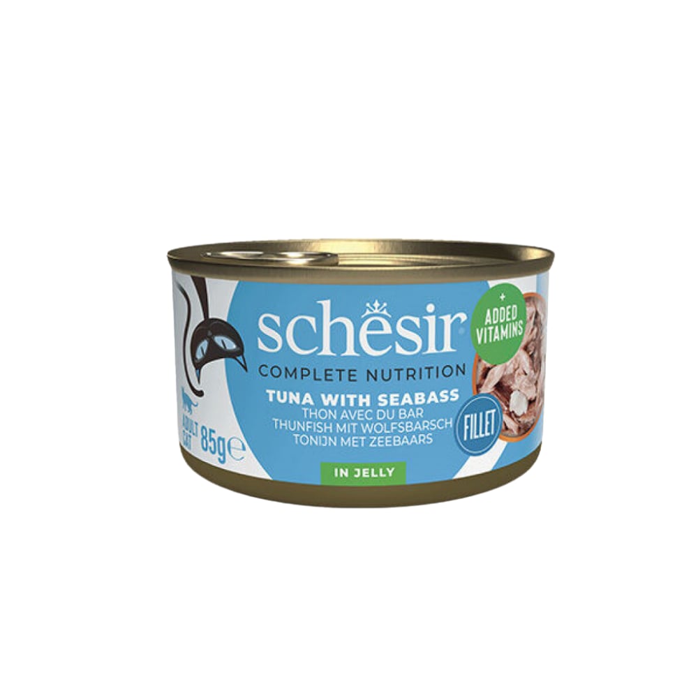 Schesir Jelly Ton Balığı ve Levrek Jöle İçinde Yetişkin Kedi Konservesi 85 gr