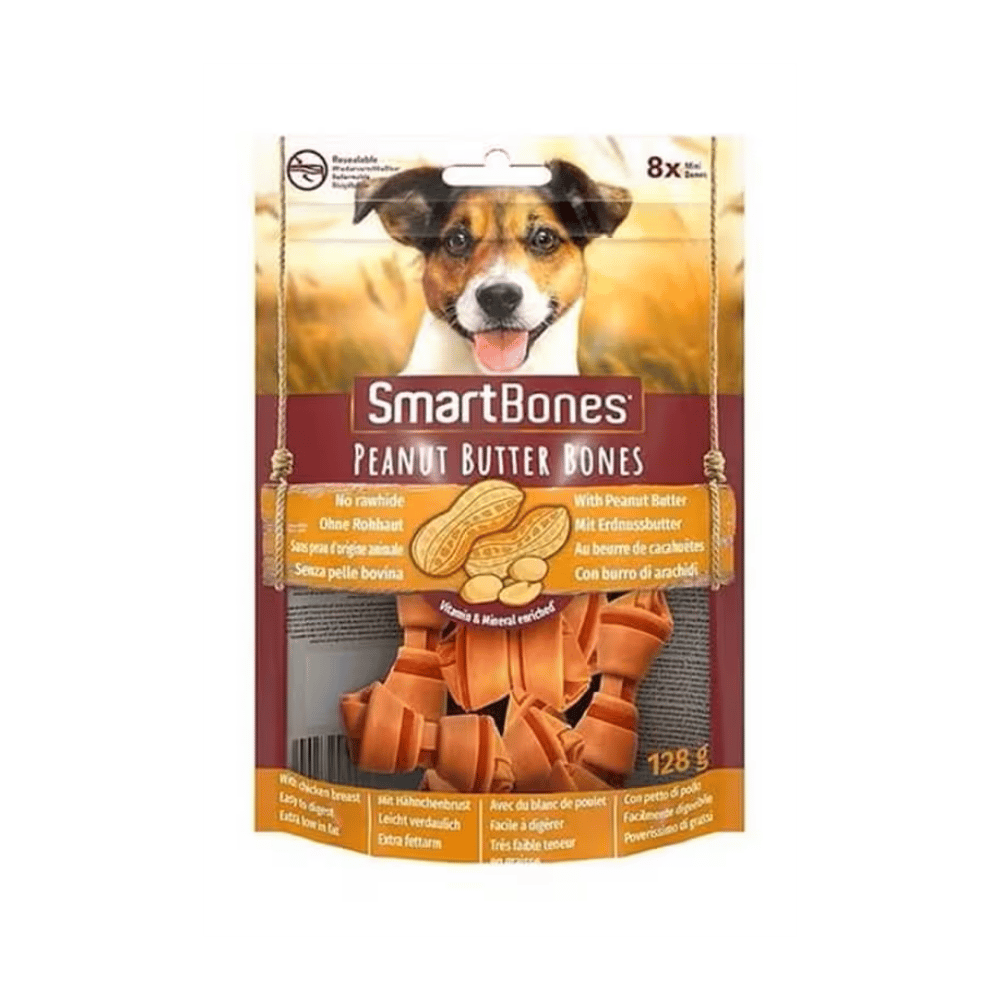 SmartBones Köpek Ödül Kemiği Yer Fıstığı Ezmeli Mini (8li) 128g