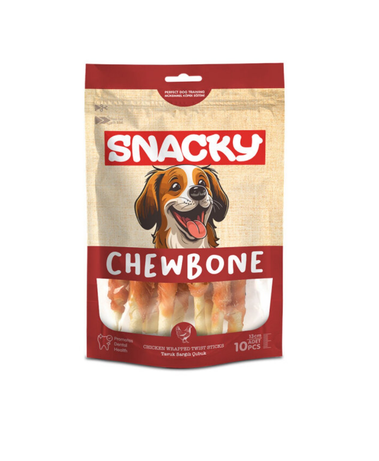 Snacky T. Tavuk Sargılı Çubuk Köpek Ödülü 10'lu 13 cm 100 gr 