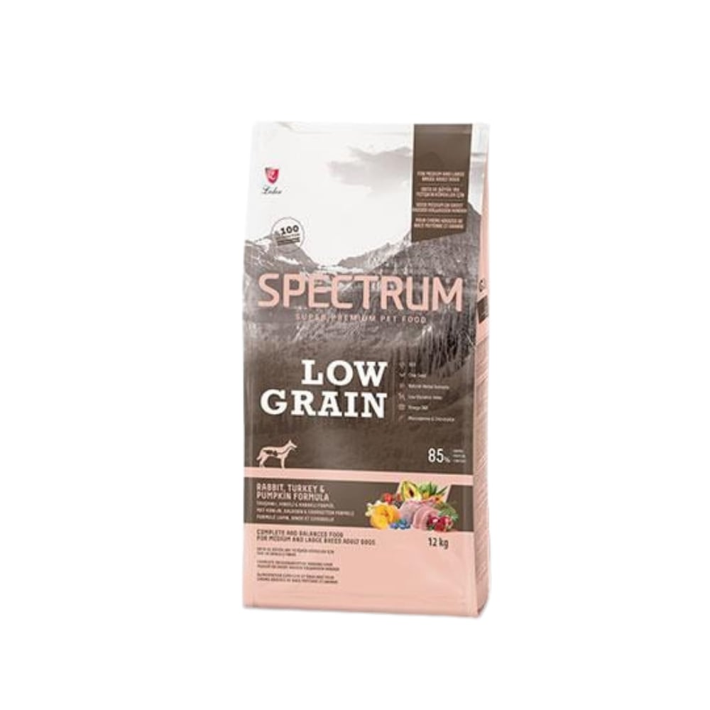 Spectrum Adult Low Grain Rabbit, Turkey, Pumpkin Formula Tavşanlı, Hindili ve Kabaklı Az Tahıllı Orta ve Büyük Irk Yetişkin Köpek Maması 12 Kg