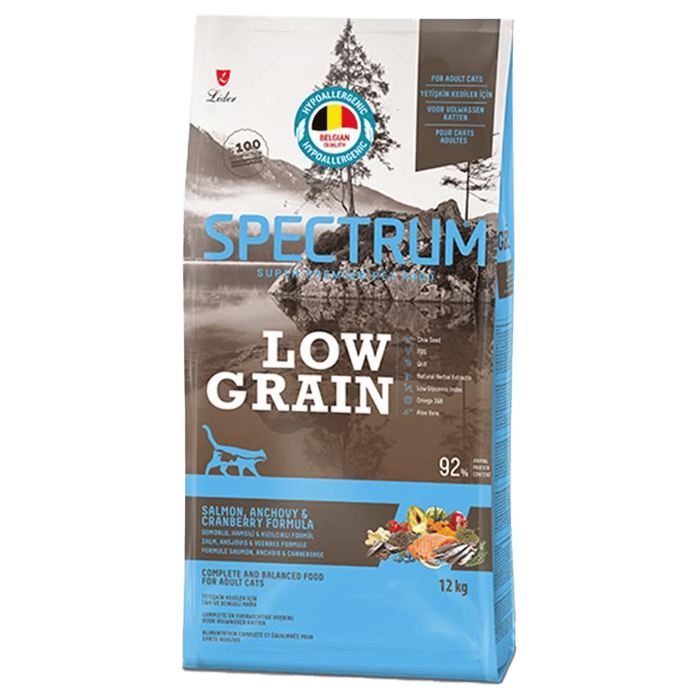 Spectrum Düşük Tahıllı Somonlu Hamsili ve Kızılcıklı Yetişkin Kedi Maması 12kg
