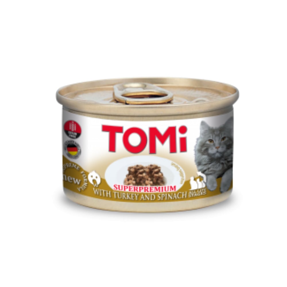 Tomi Ispanaklı ve Hindi Etli Kedi Yaş Maması 85gr