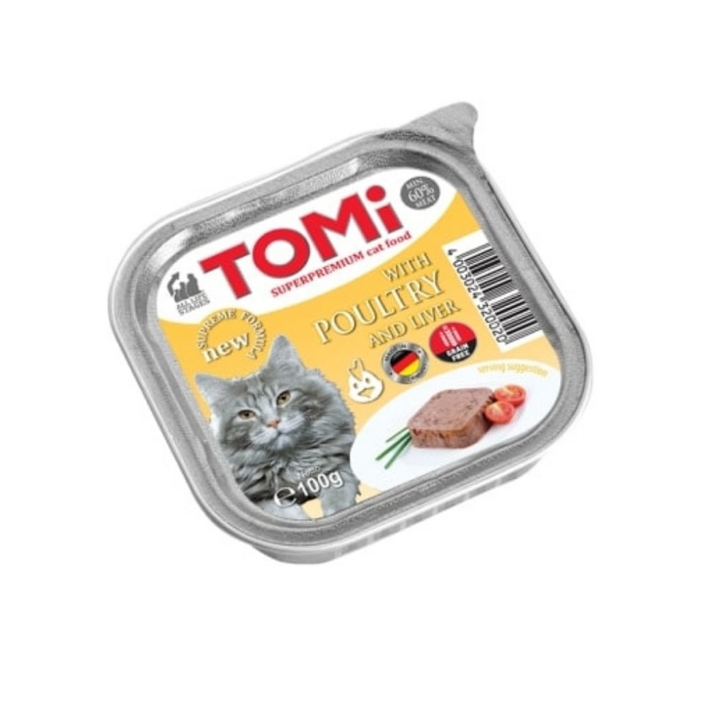 Tomi Pate Kümes Hayvanı ve Ciğerli Kedi Yaş Maması 100gr
