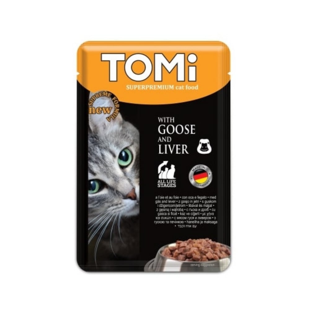 Tomi Pouch Kaz ve Ciğer Etli Kedi Yaş Maması 100gr