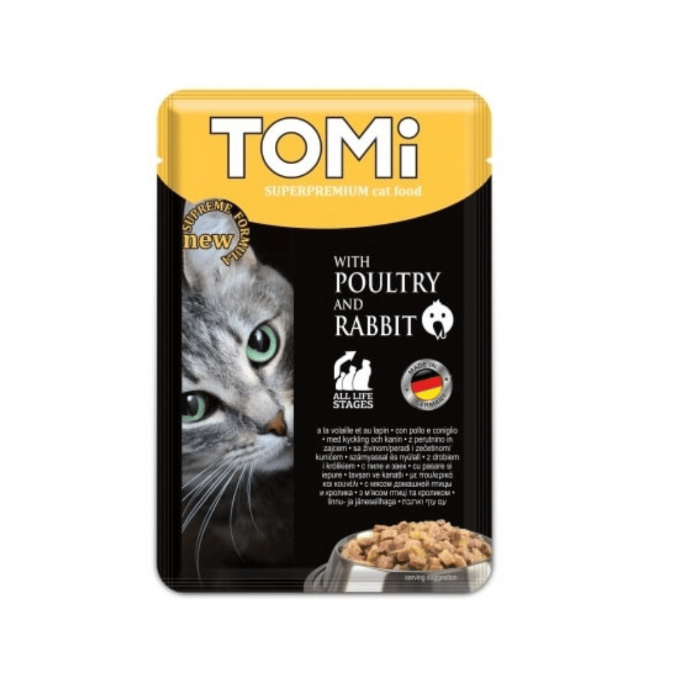 Tomi Pouch Kümes Hayvanı ve Tavşan Etli Kedi Yaş Maması 100gr