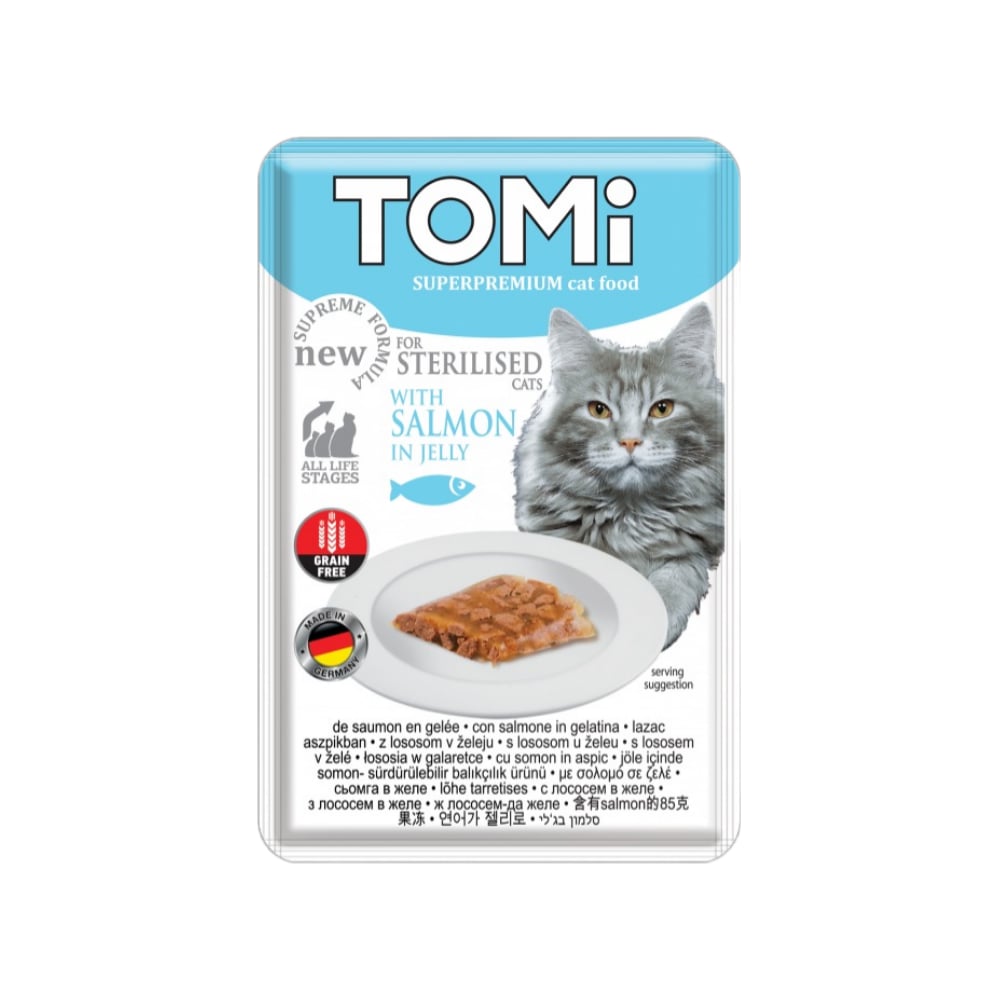 Tomi Pouch Yumurta ve Somon Etli Kısırlaştırılmış Tahılsız Kedi Yaş Maması 85gr