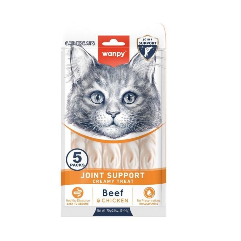 Wanpy Bone Support Sığır Eti&Tavuklu Kedi Ödülü 5x14gr