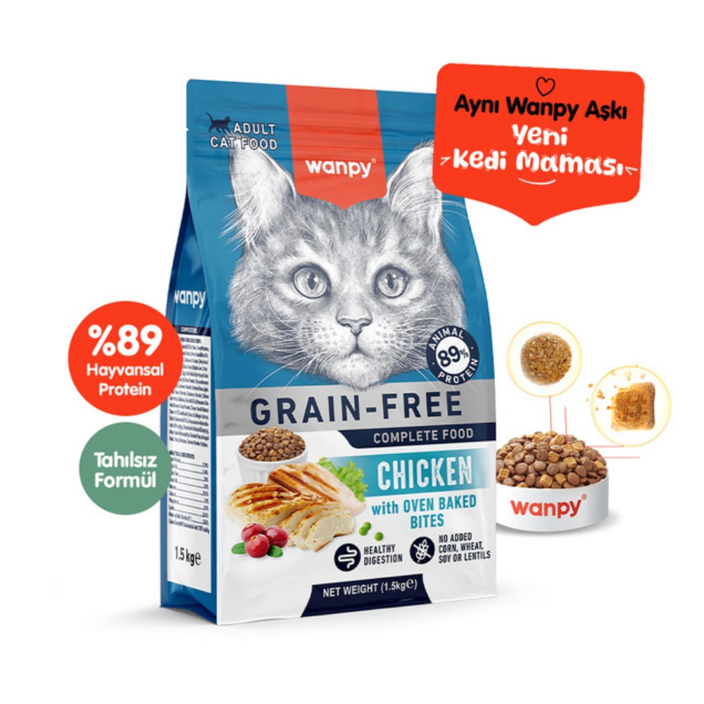 Wanpy Tahılsız Tavuklu Yetişkin Kedi Maması 1.5 kg