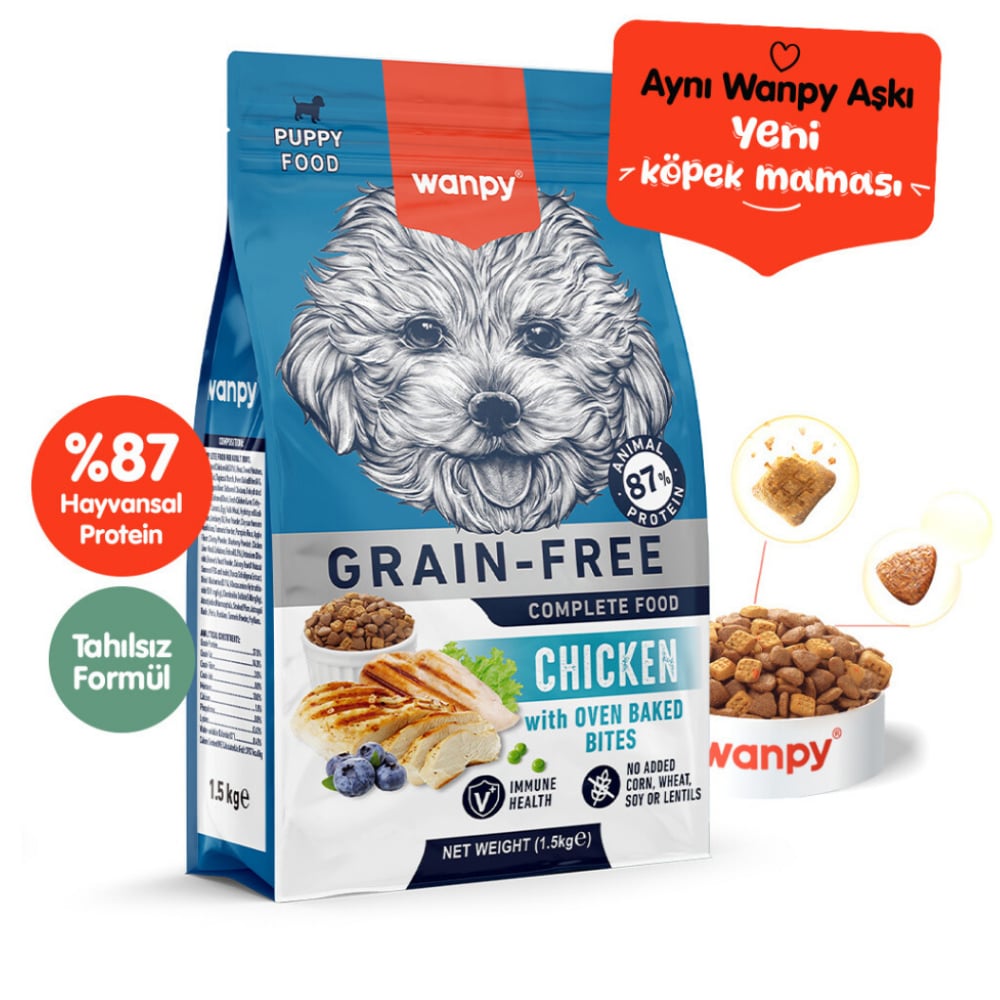 Wanpy Tavuklu Tahılsız Yavru Köpek Maması 1,5kg