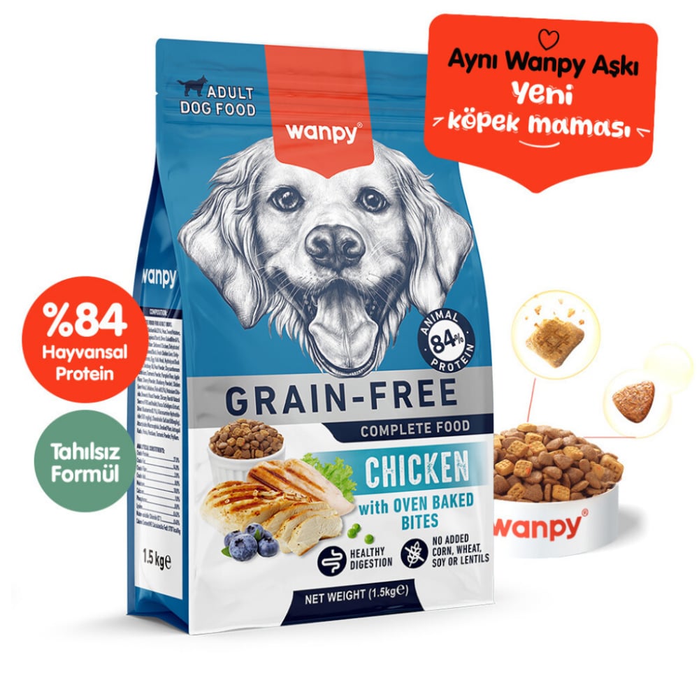 Wanpy Tavuklu Tahılsız Yetişkin Köpek Maması 1,5kg