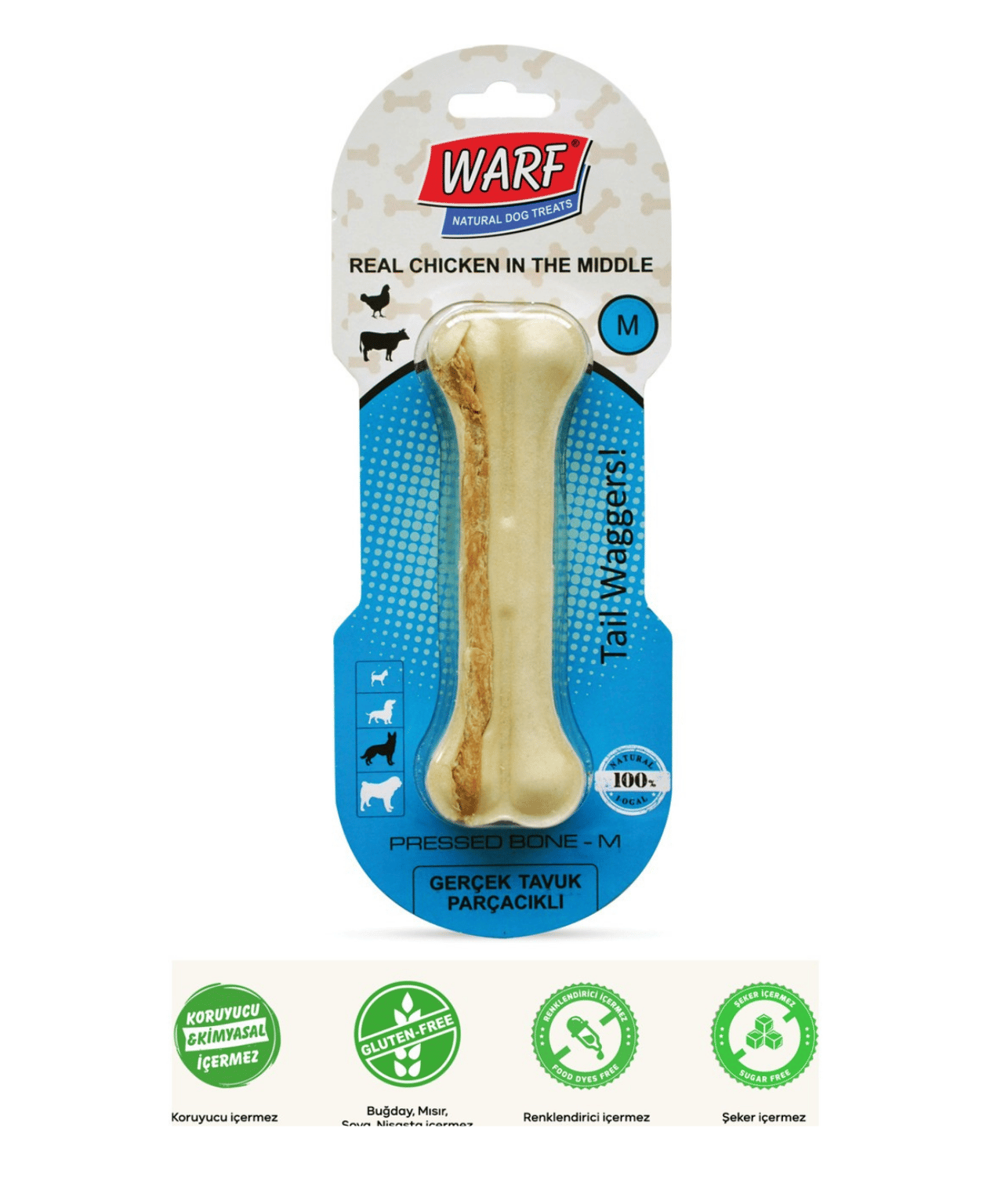 Warf Tavuklu Pres Kemik 15,5cm Tekli Köpek Ödülü