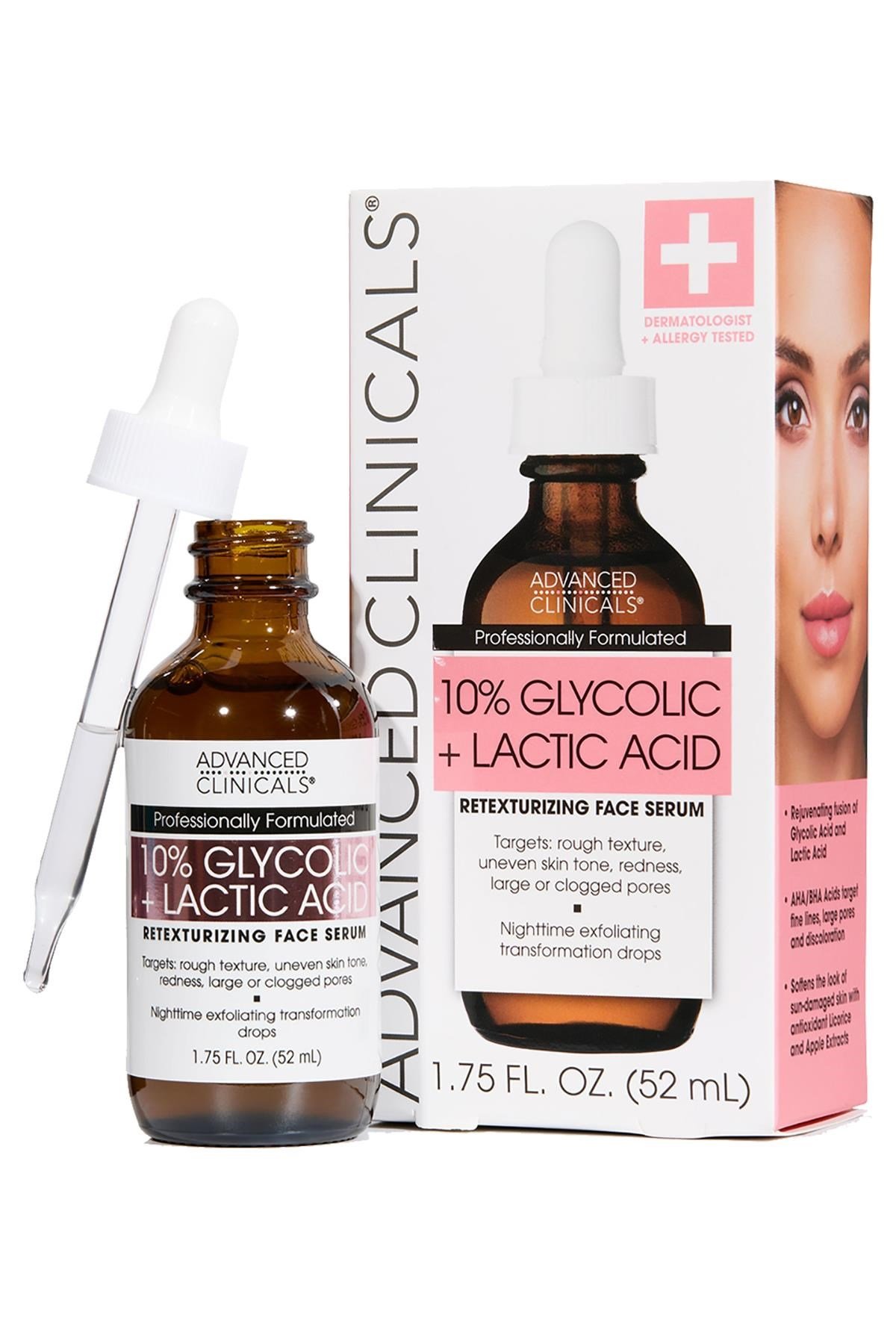 Advanced Clinicals 10% Glycolic + Lactic Acid Yüz Serumu 52ML