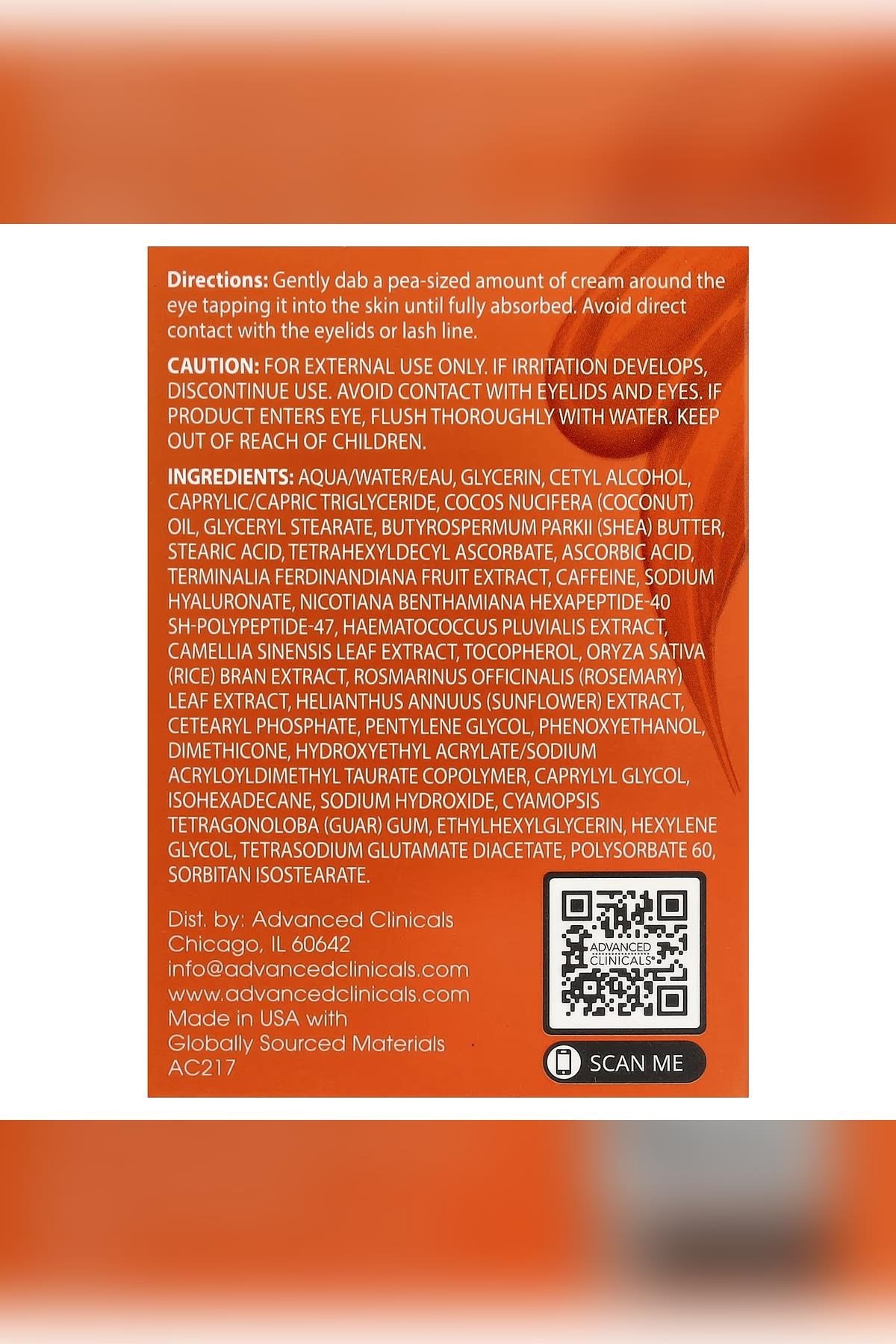 Advanced Clinicals Brightening Vitamin C + Caffeine Aydınlatıcı Göz Kremi 30ML