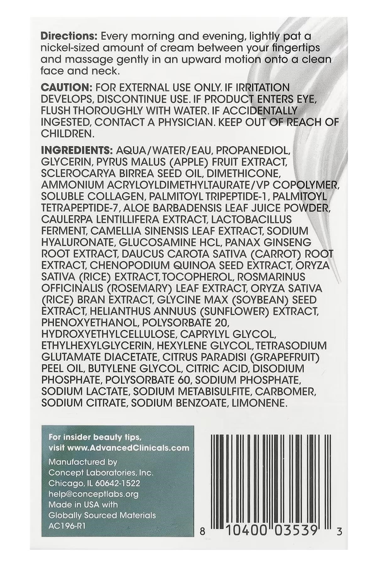 Advanced Clinicals Collagen Yüz Kremi 59ML