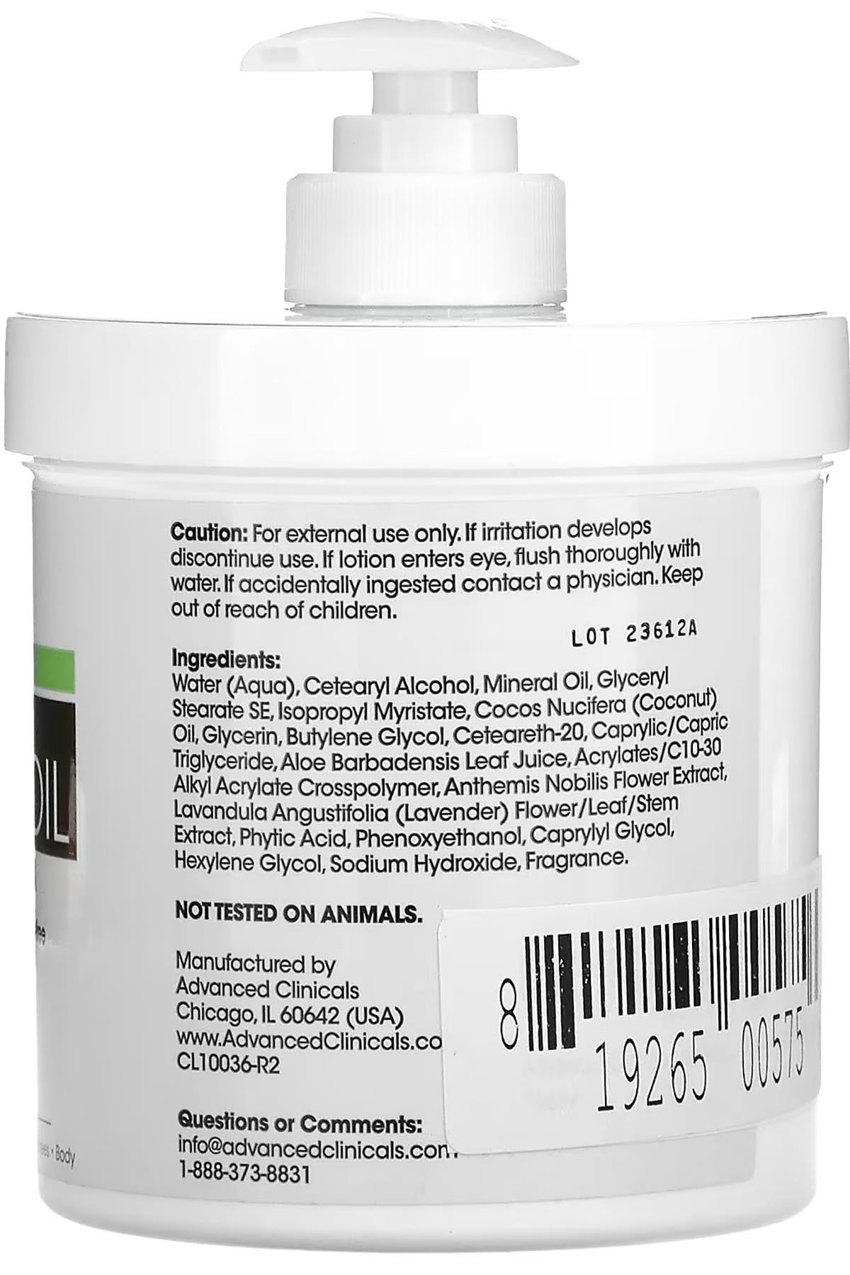 Advanced Clinicals Hindistan Cevizi Yağı Yüz ve Vücut Kremi 454GR