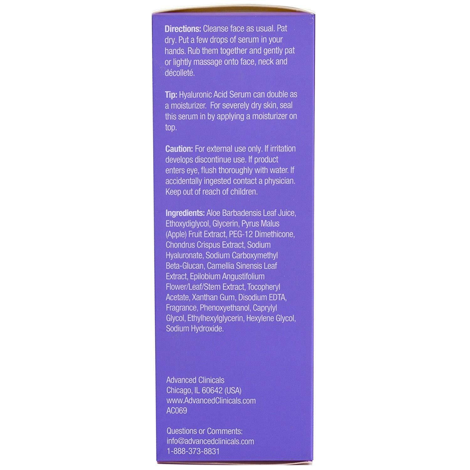 Advanced Clinicals Hyaluronic Acid Serum 52ML
