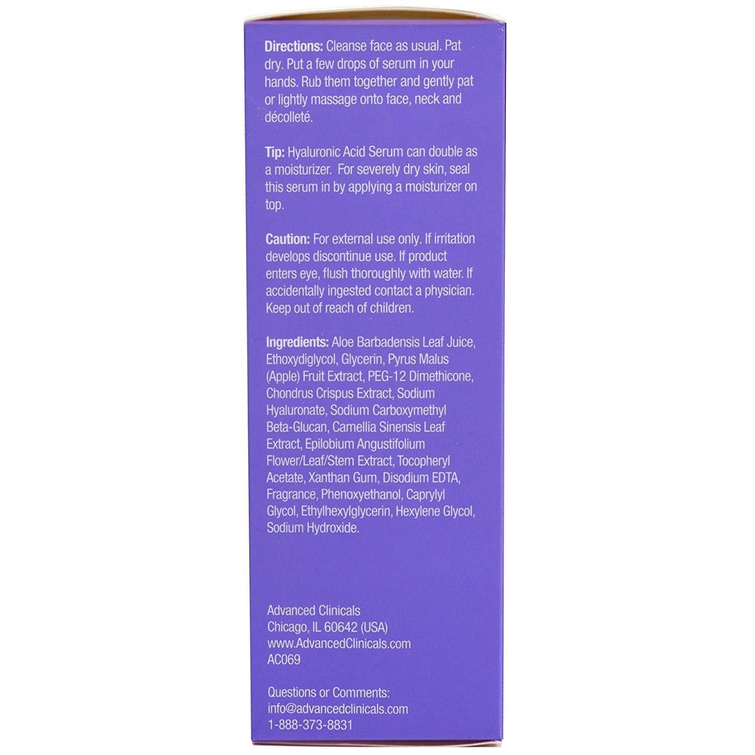 Advanced Clinicals Hyaluronic Acid Serum 52ML