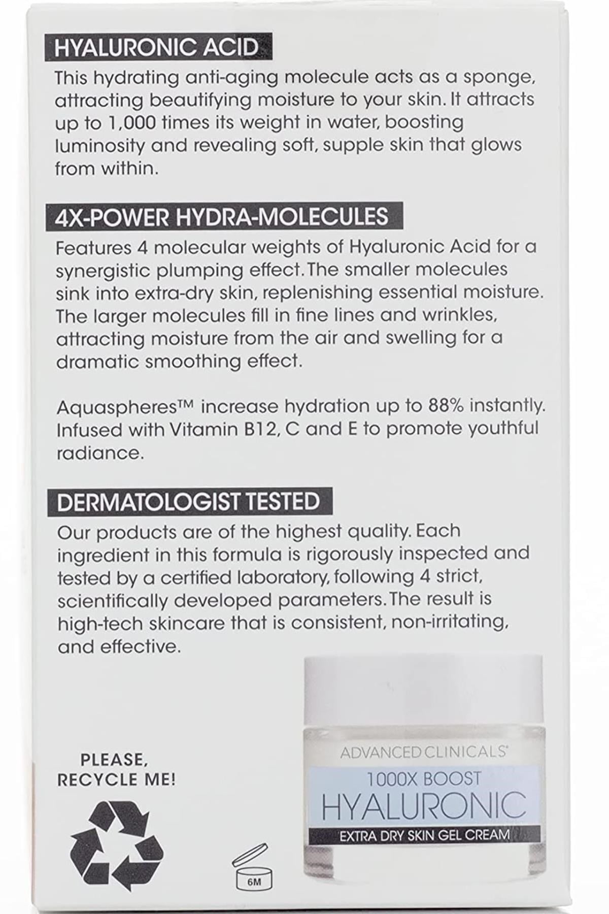 Advanced Clinicals Hyaluronic Nemlendirici Jel Yüz Kremi 59ML