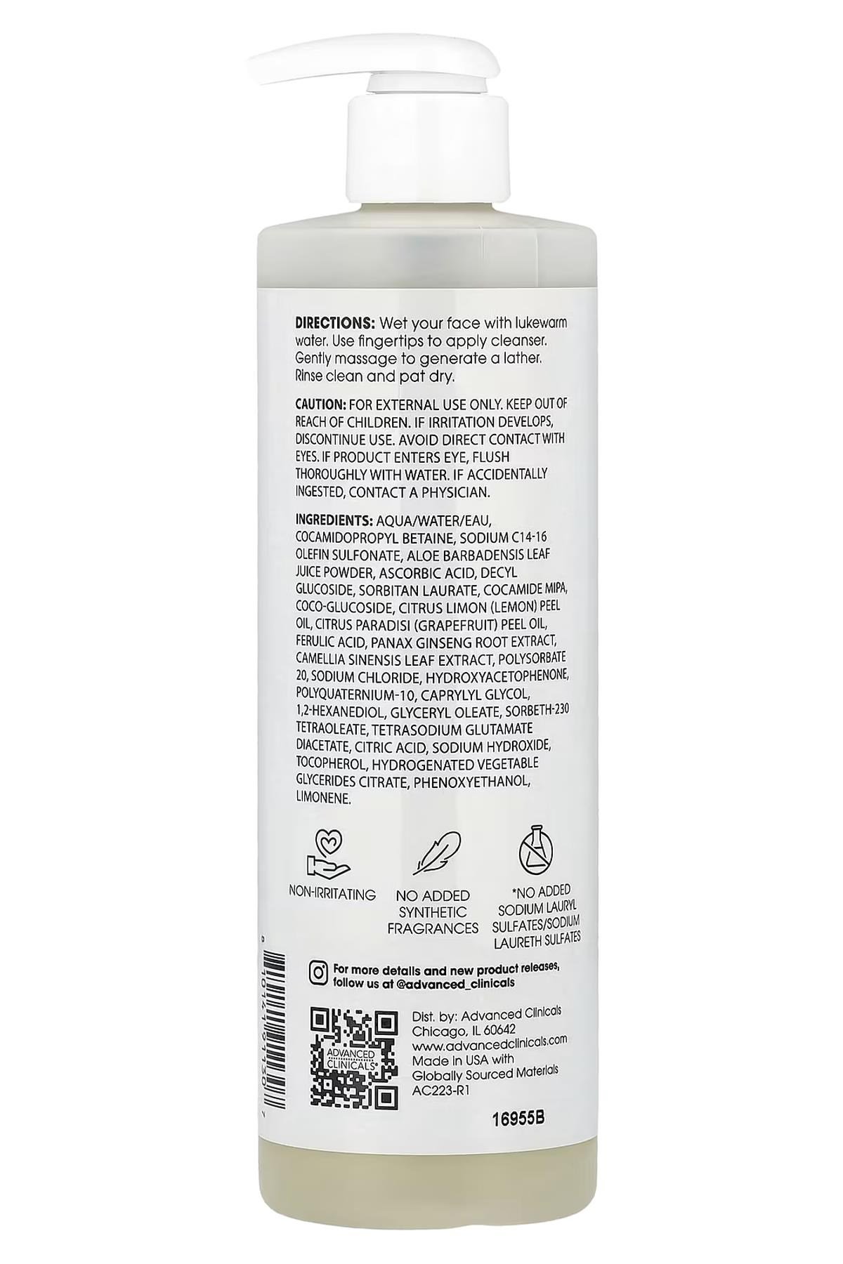 Advanced Clinicals Vitamin C + Ferulic Acid Yüz Temizleme Jeli 347ML