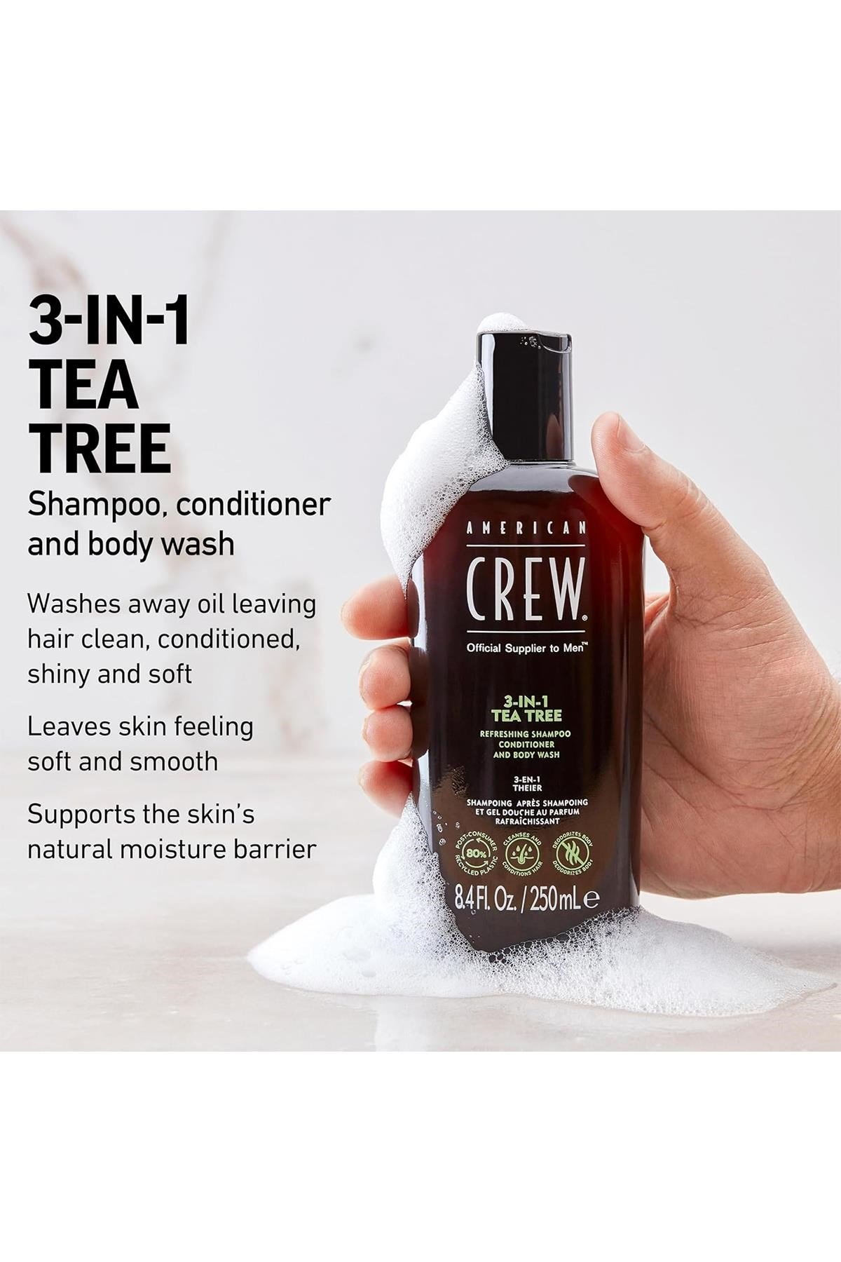 American Crew Men Tea Tree 3’ü 1 Arada Şampuan 250ML