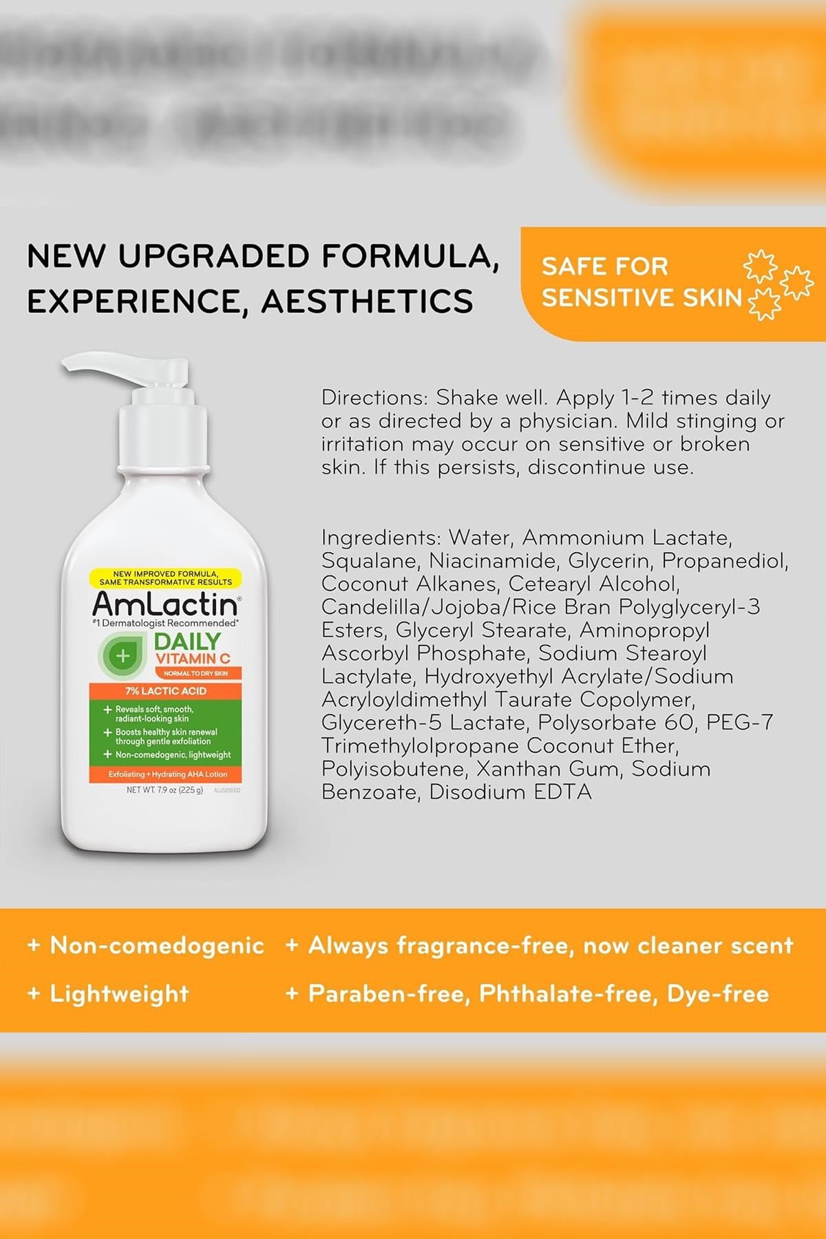 AmLactin %7 Laktik Asit İçeren C Vitaminli Peeling Etkili Vücut Losyonu 225GR