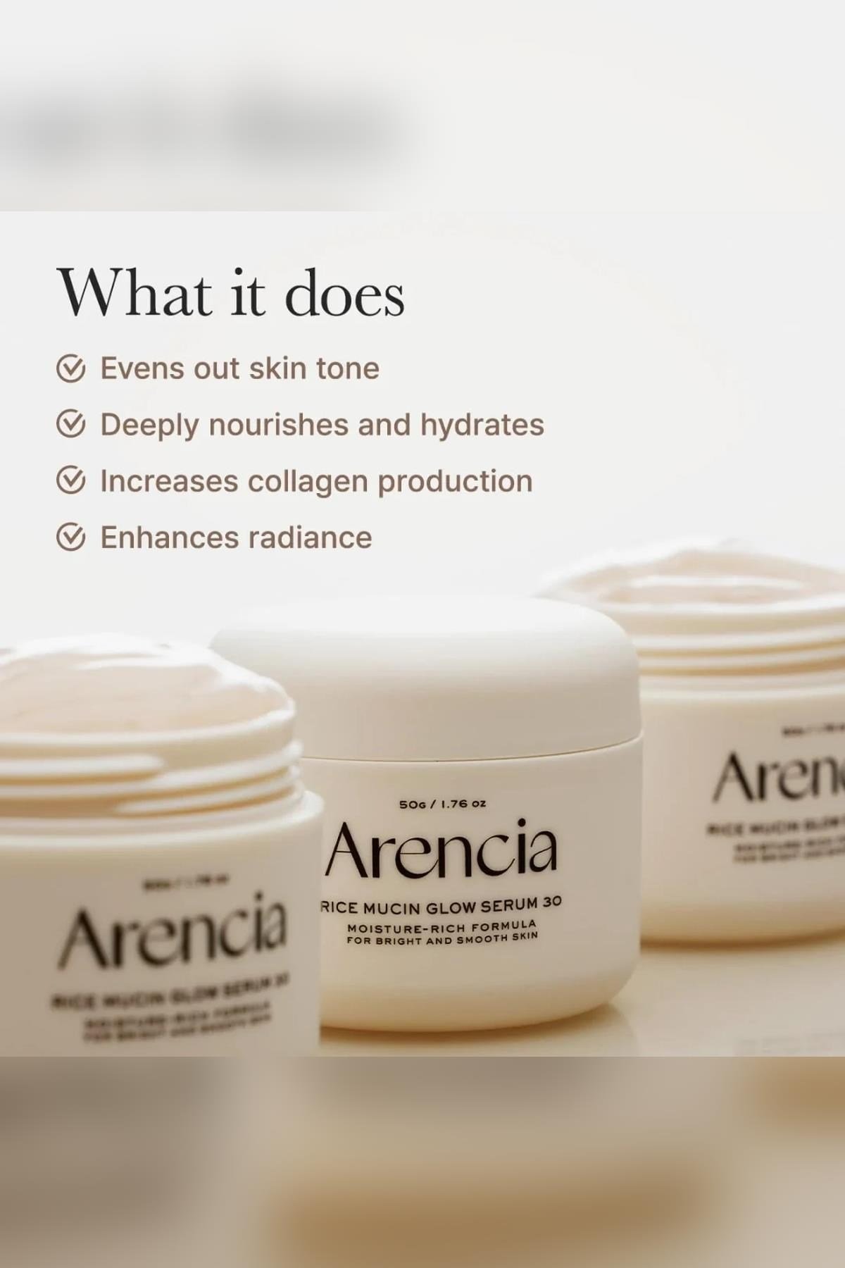 Arencia Rice Mucin Glow 30 Nemlendirici Gece Maskesi Serumu 50GR