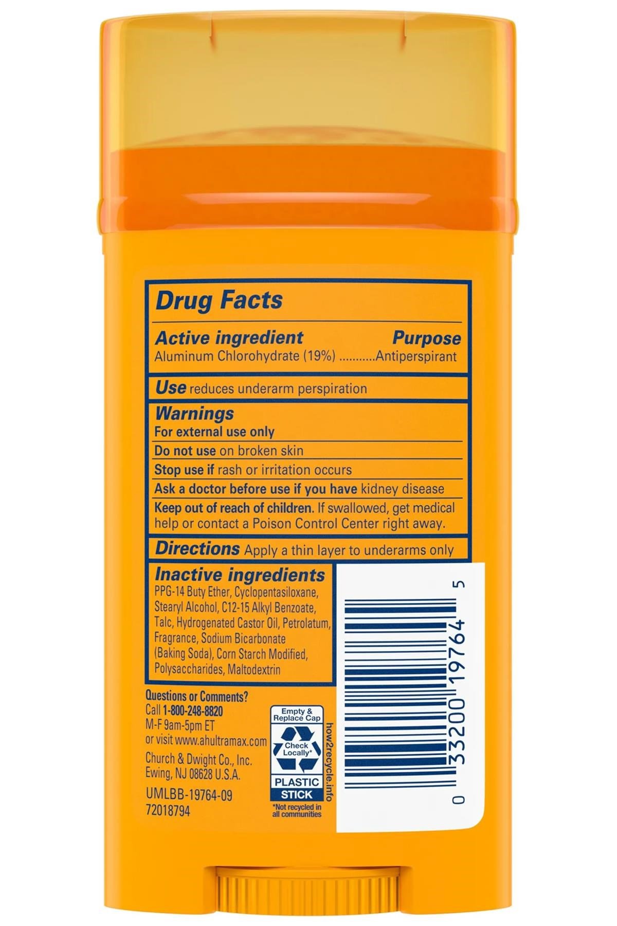 Arm & Hammer UltraMax Cool Blast Antiperspirant Stick Deodorant 73GR