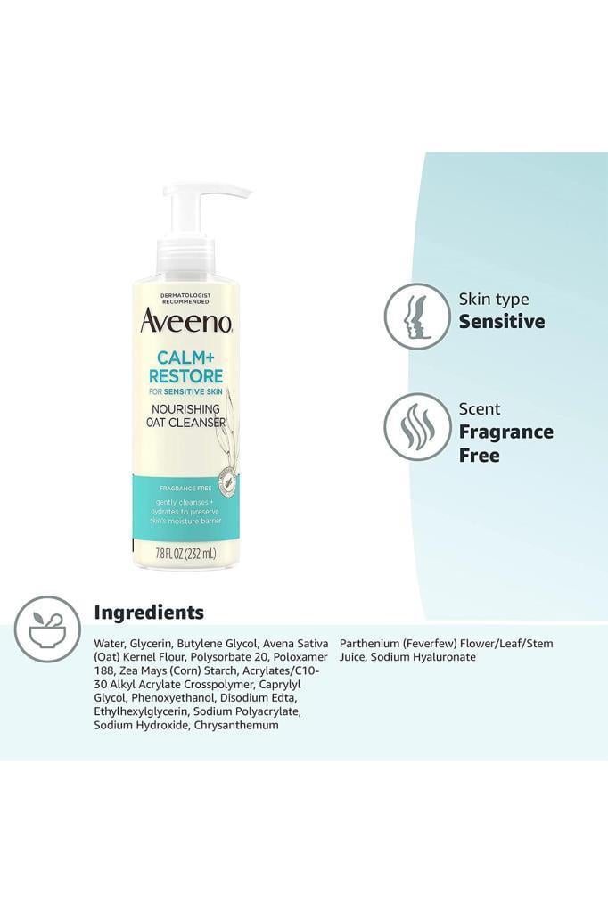 Aveeno Hassas Ciltler İçin Besleyici Yulaf Özlü Yüz Temizleyici 232ML
