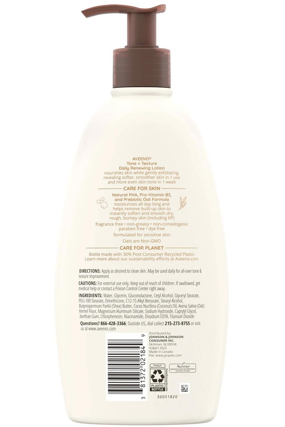Aveeno Tone + Texture Eksfoliye Edici ve Nemlendirici Günlük Vücut Losyonu 532ML
