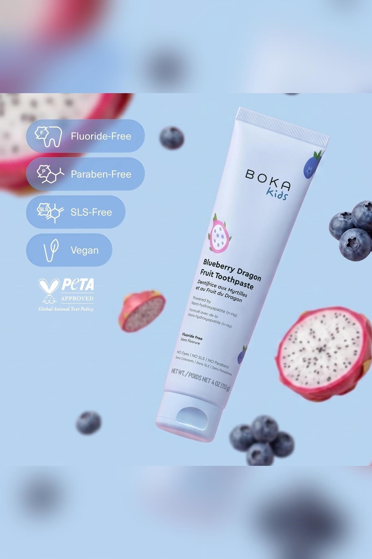 Boka Kids Blueberry Dragon Fruit Nano-Hydroxyapatite Çocuk Diş Macunu 96GR
