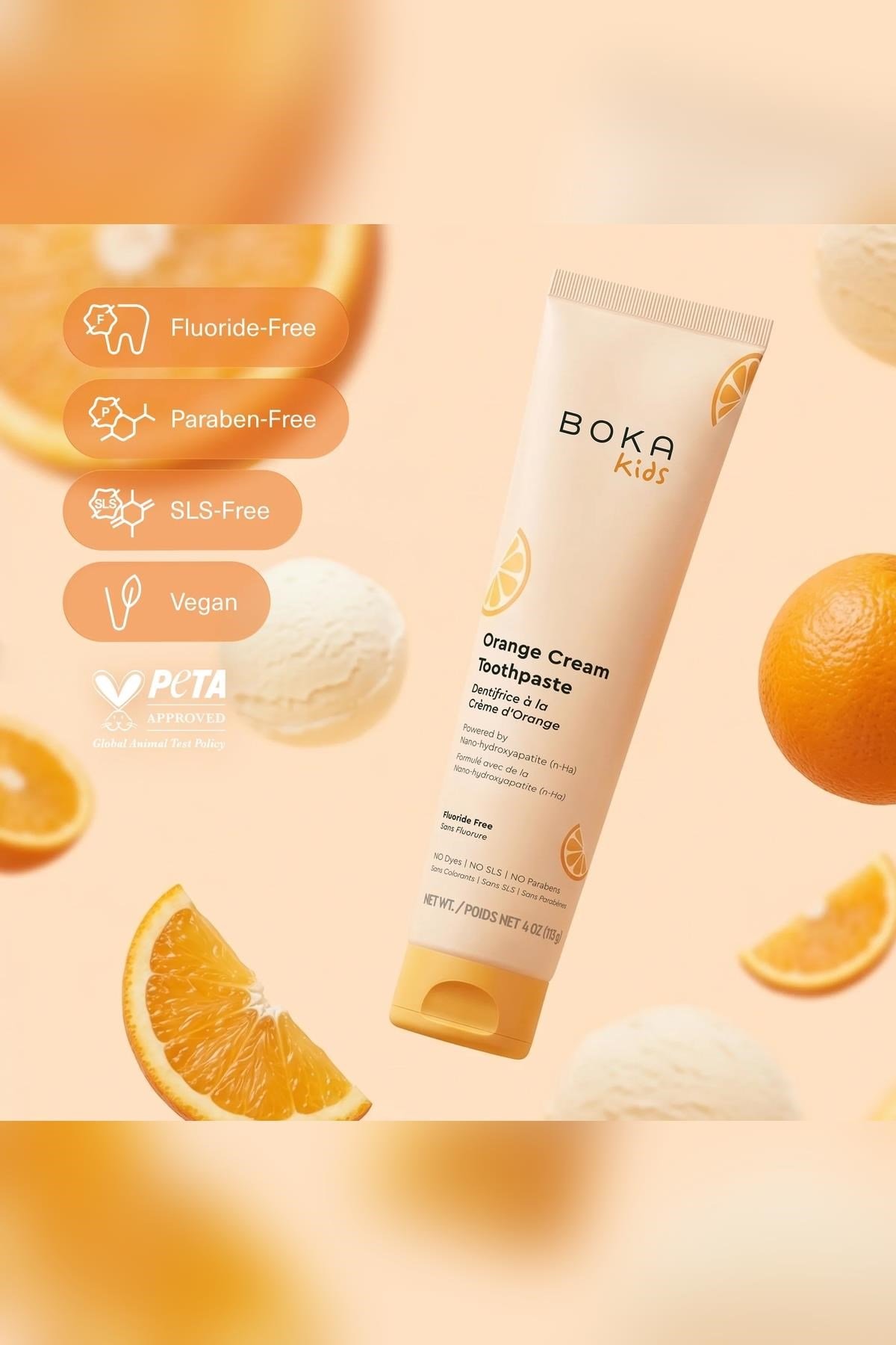 Boka Kids Orange Cream Nano-Hydroxyapatite Çocuk Diş Macunu 96GR