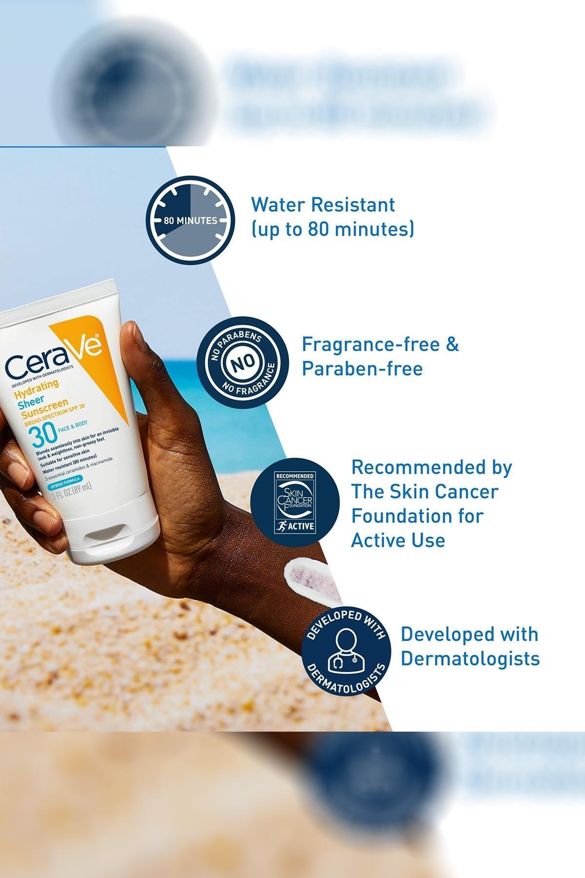 CeraVe Hydrating Sheer SPF30 Yüz ve Vücut Güneş Kremi 89ML