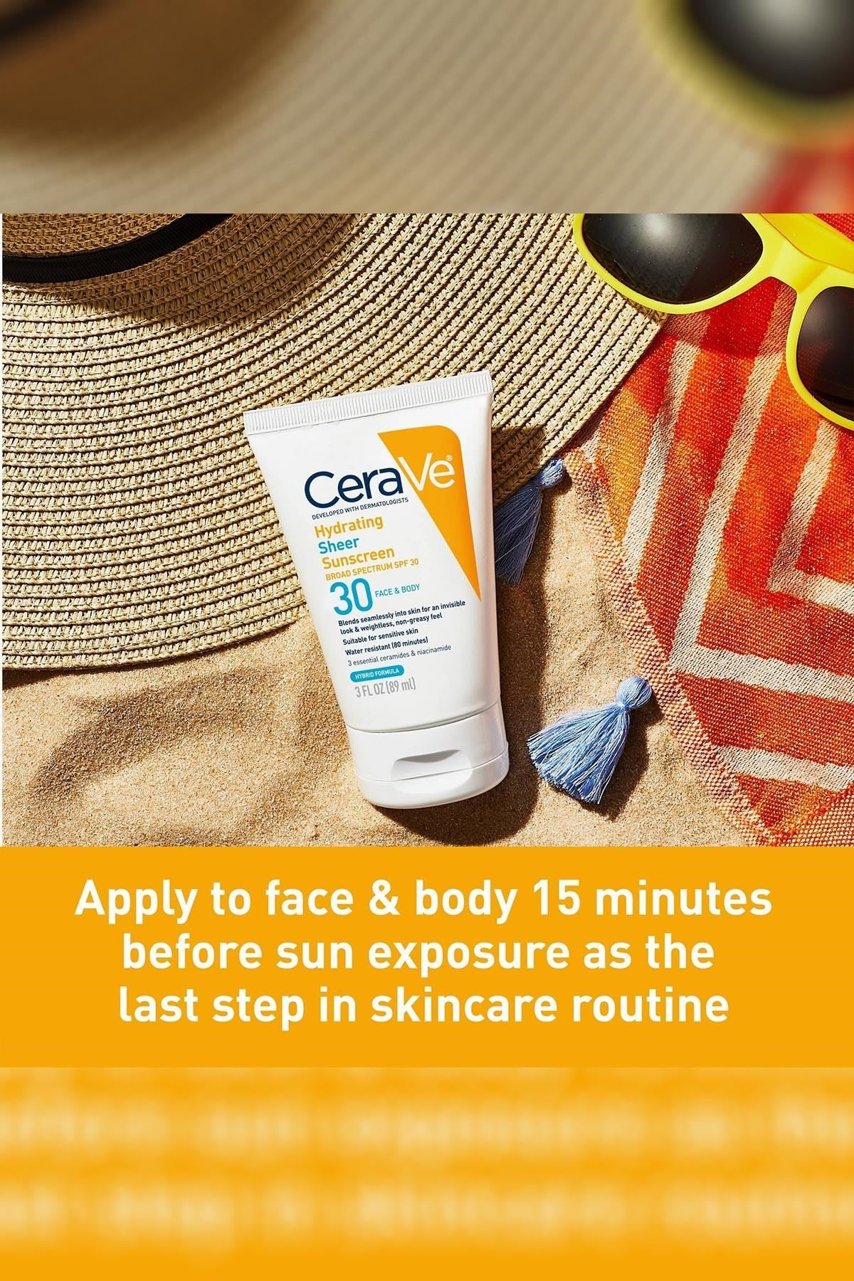 CeraVe Hydrating Sheer SPF30 Yüz ve Vücut Güneş Kremi 89ML