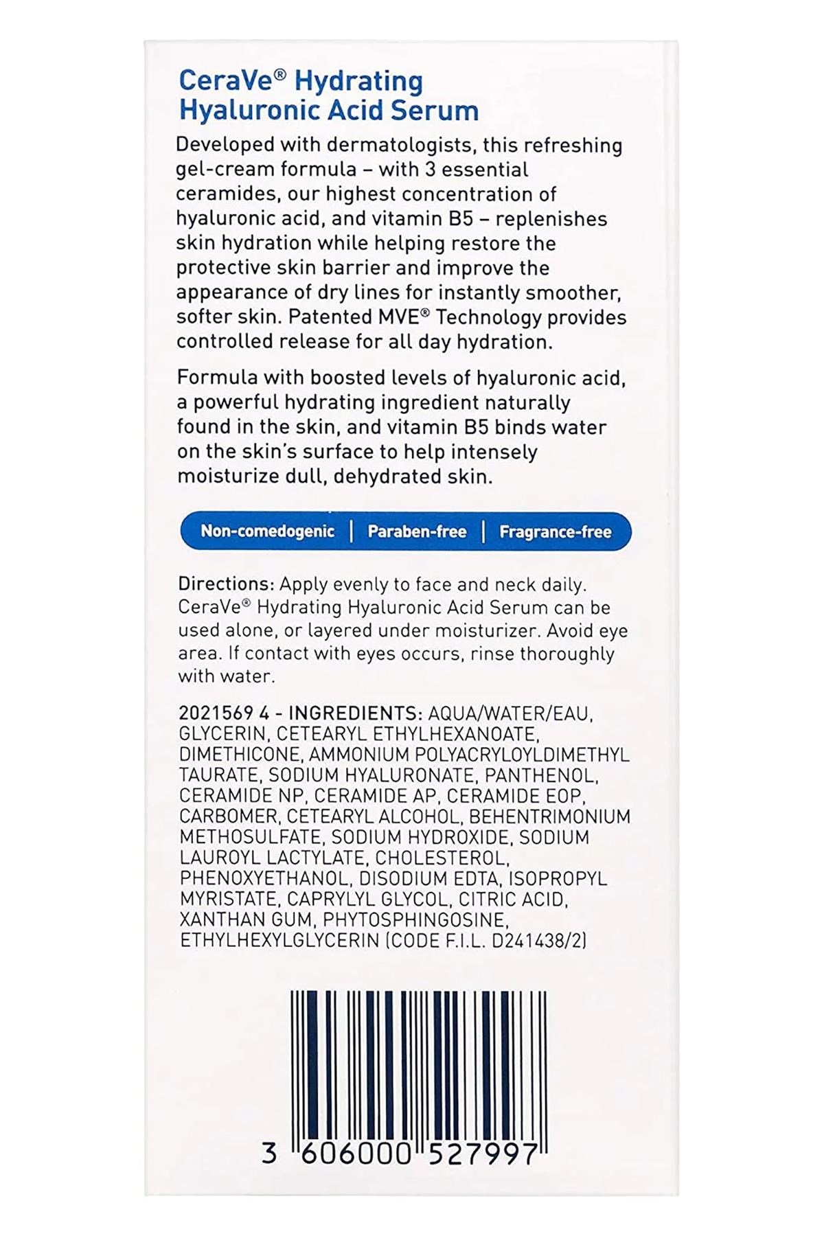 CeraVe Nemlendirici Hyaluronik Asit Yüz Serumu 30ML