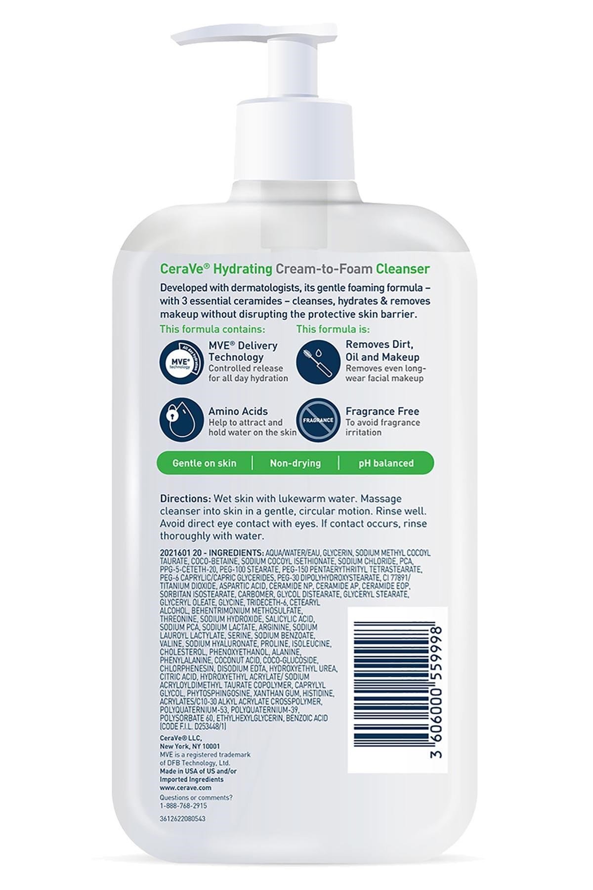 CeraVe Nemlendirici Kremden Köpüğe Dönüşen Yüz Temizleyici 355ML