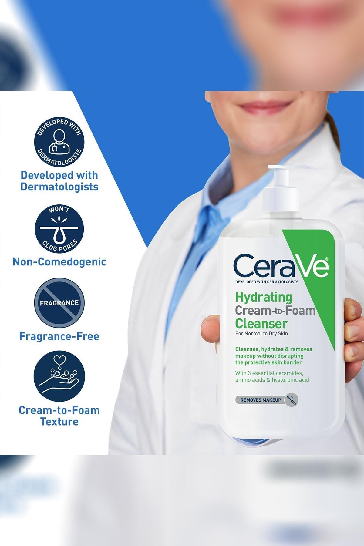 CeraVe Nemlendirici Kremden Köpüğe Dönüşen Yüz Temizleyici 355ML