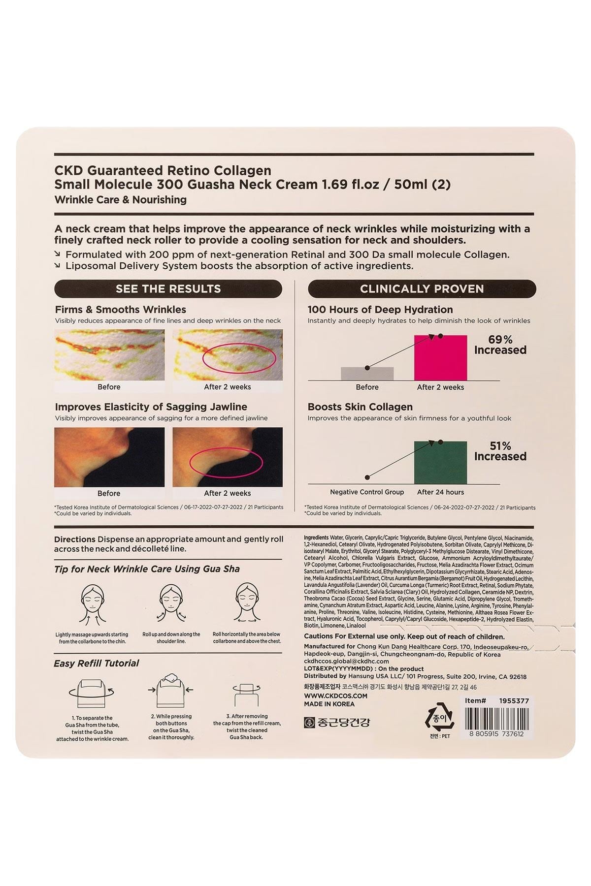 CKD Retino Collagen Collagen Gua Sha Masaj Başlıklı Boyun Kremi 2x50ML