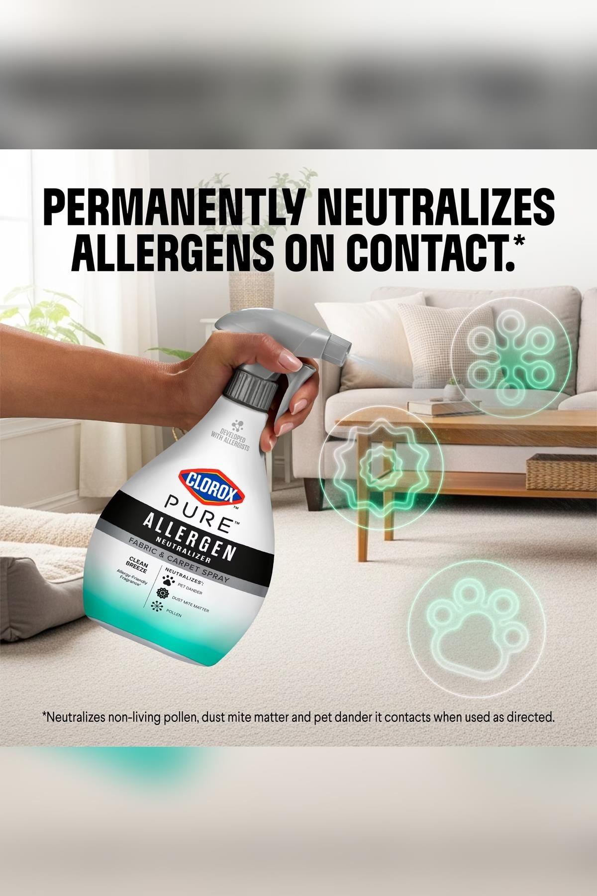 Clorox Pure Allergen Neutralizer Kumaş ve Halı Spreyi Clean Breeze 769ML