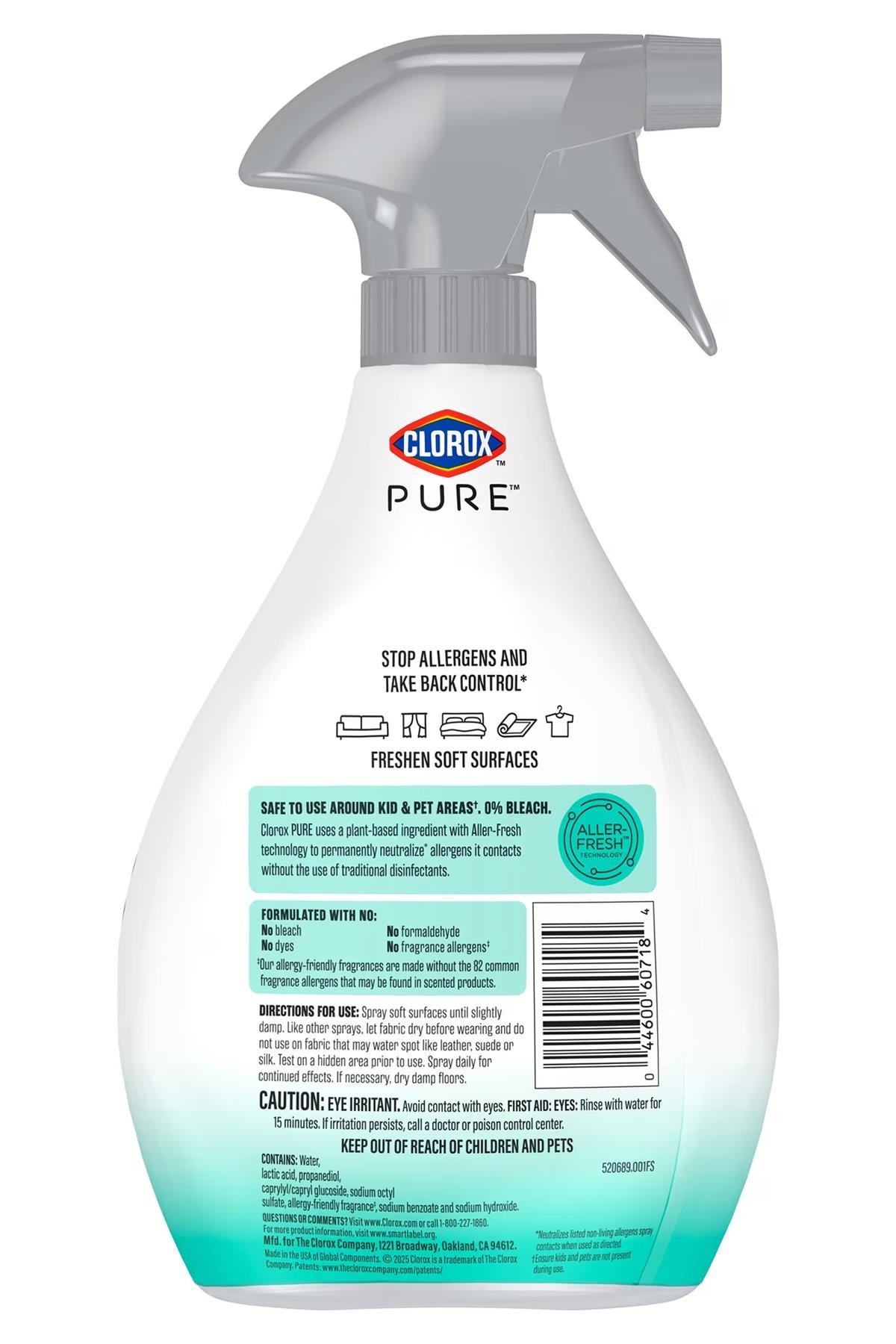 Clorox Pure Allergen Neutralizer Kumaş ve Halı Spreyi Clean Breeze 769ML