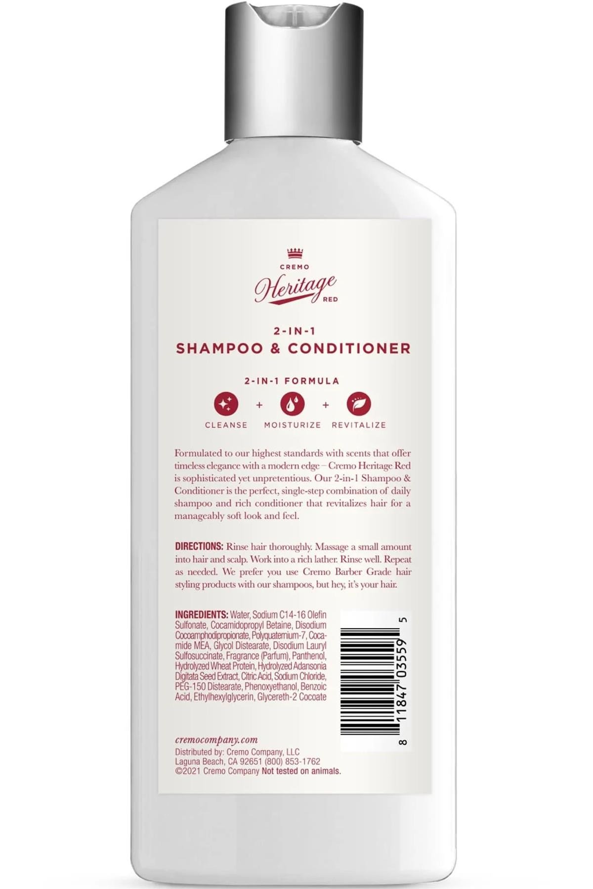 Cremo 2in1 Heritage Red Şampuan ve Saç Kremi 473ML