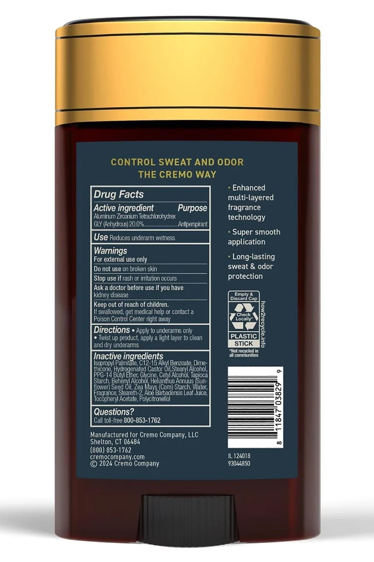 Cremo Palo Santo Antiperspirant Stick Deodorant 75GR