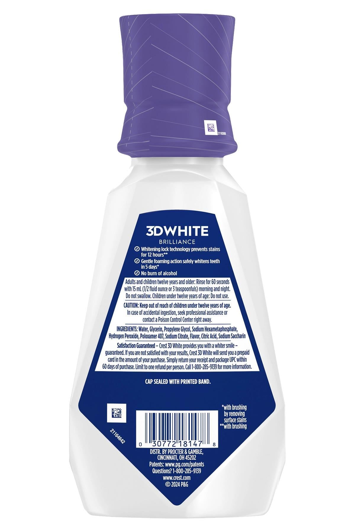 Crest 3DWhite Brilliance Stain Prevention Alkolsüz Ağız Bakım Suyu 473ML