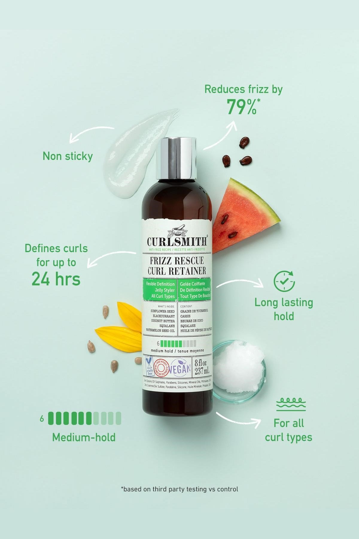 Curlsmith Elektriklenme Karşıtı Esnek Tutuş Saç Jölesi 237ML