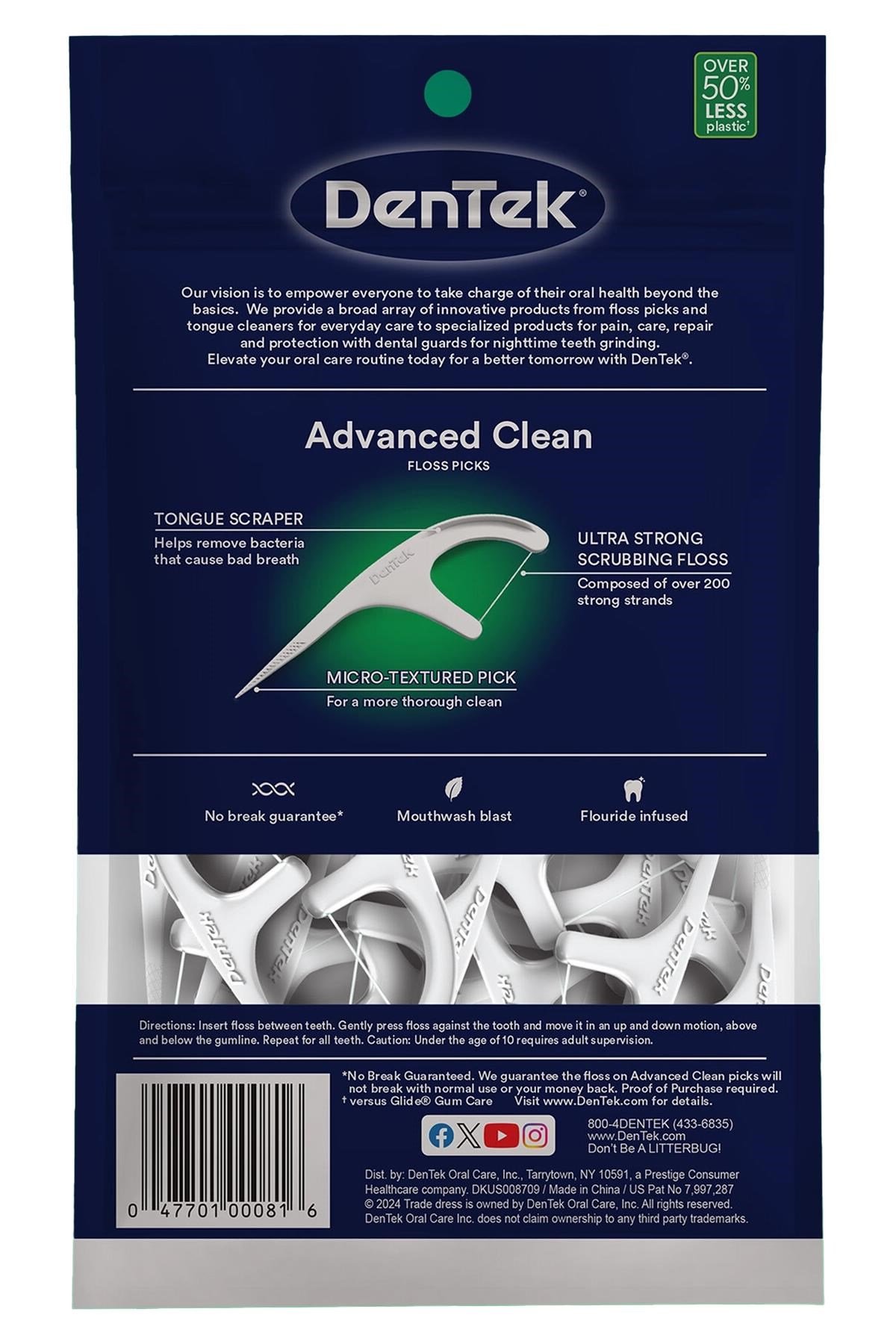 DenTek Advanced Clean Çatal Diş İpi Kürdanlı 90 Adet
